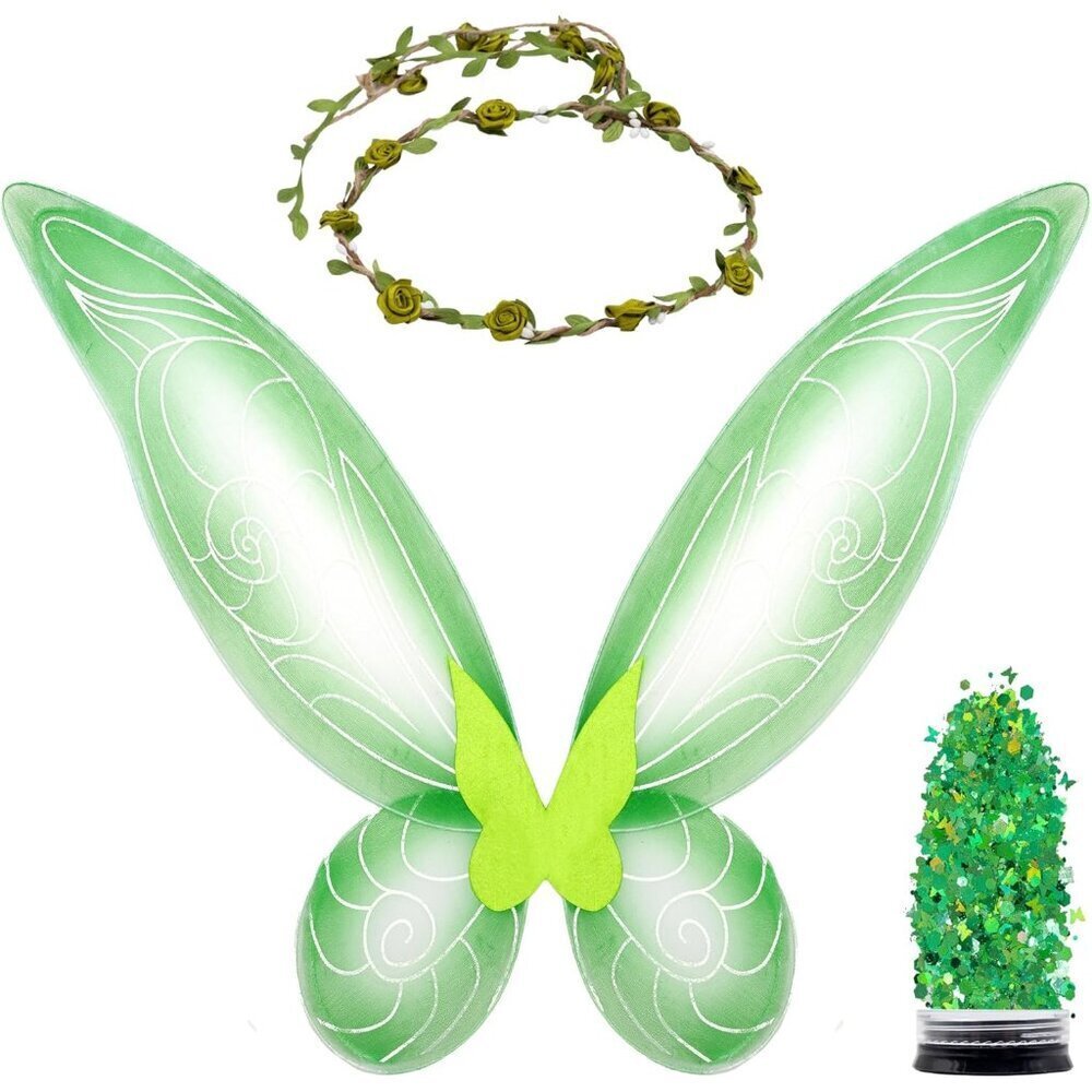 Fairy Costume Accessories Wings Crown Glitter for Women Girls Halloween
